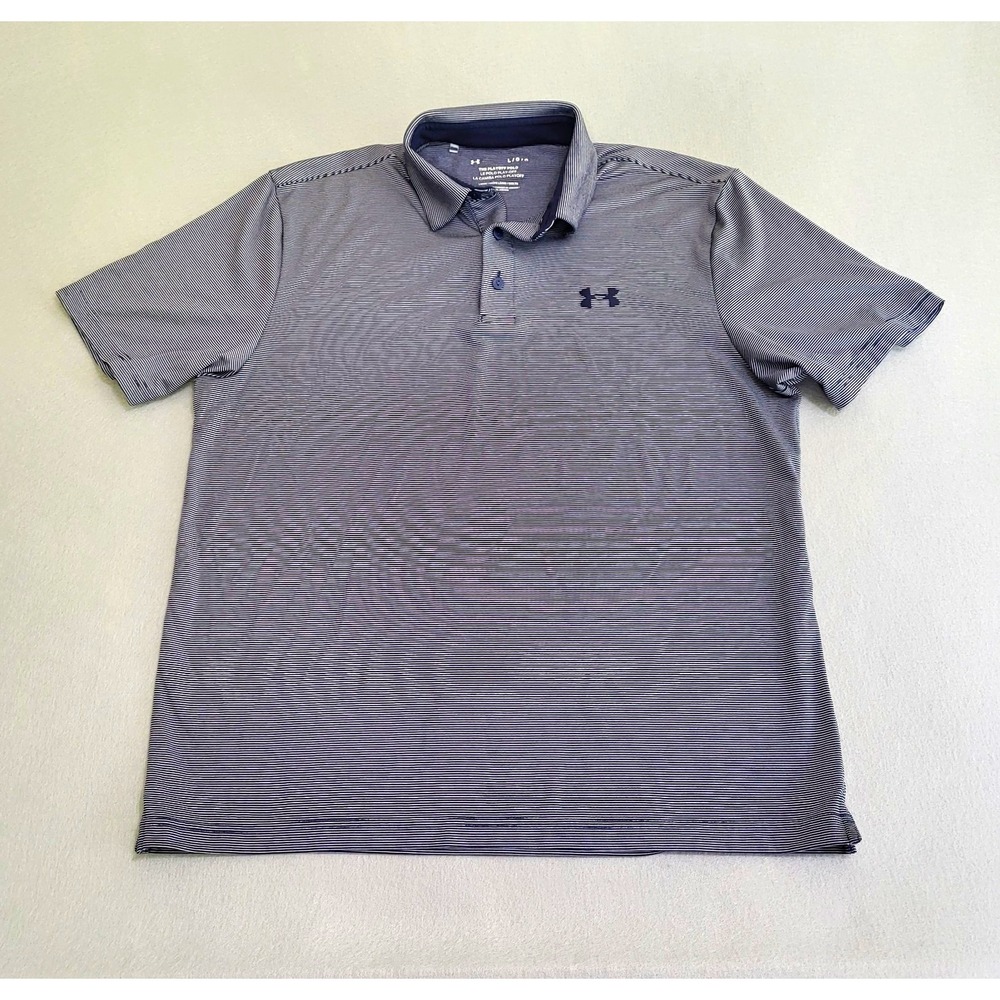 Under Armour The Playoff Polo Striped Performance Golf Polo Shirt Men's Size L